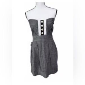 Monteau Black, white and grey Strapless Dress with Button Detail size large